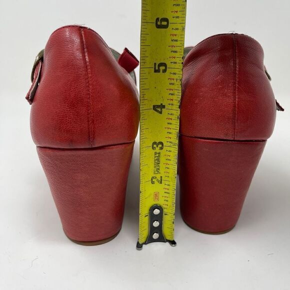 Anthropologie FARYL ROBIN Womens Sandals Wedges Peep Toe Strappy Red US 10 - Picture 6 of 9